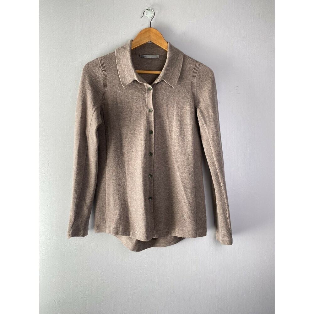 QOR Merino Wool Cashmere Blend Button Down Cardigan Sweater Womens XS